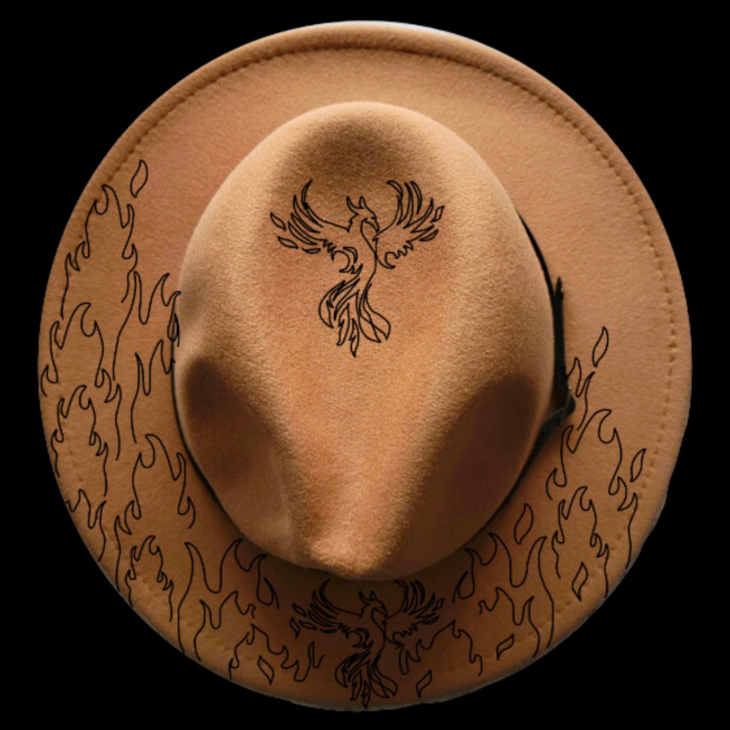 Phoenix Fire Traceable Narrow Brim Hat Burning Design