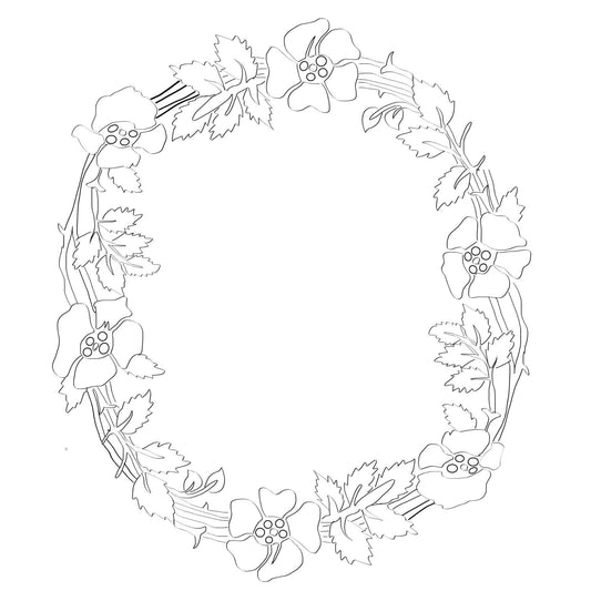 Poppy Wreath hat burning design for narrow brim hats.