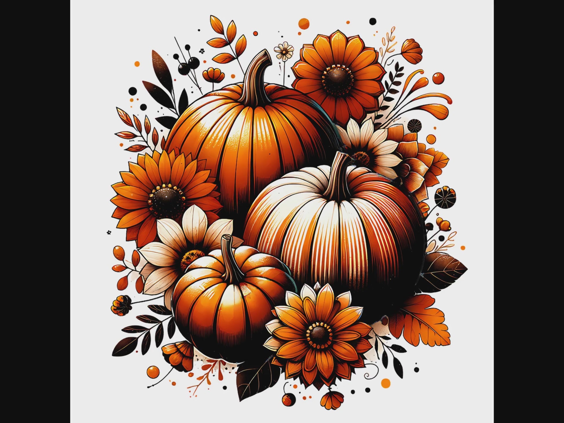 Pumpkin Folk art digital design product video