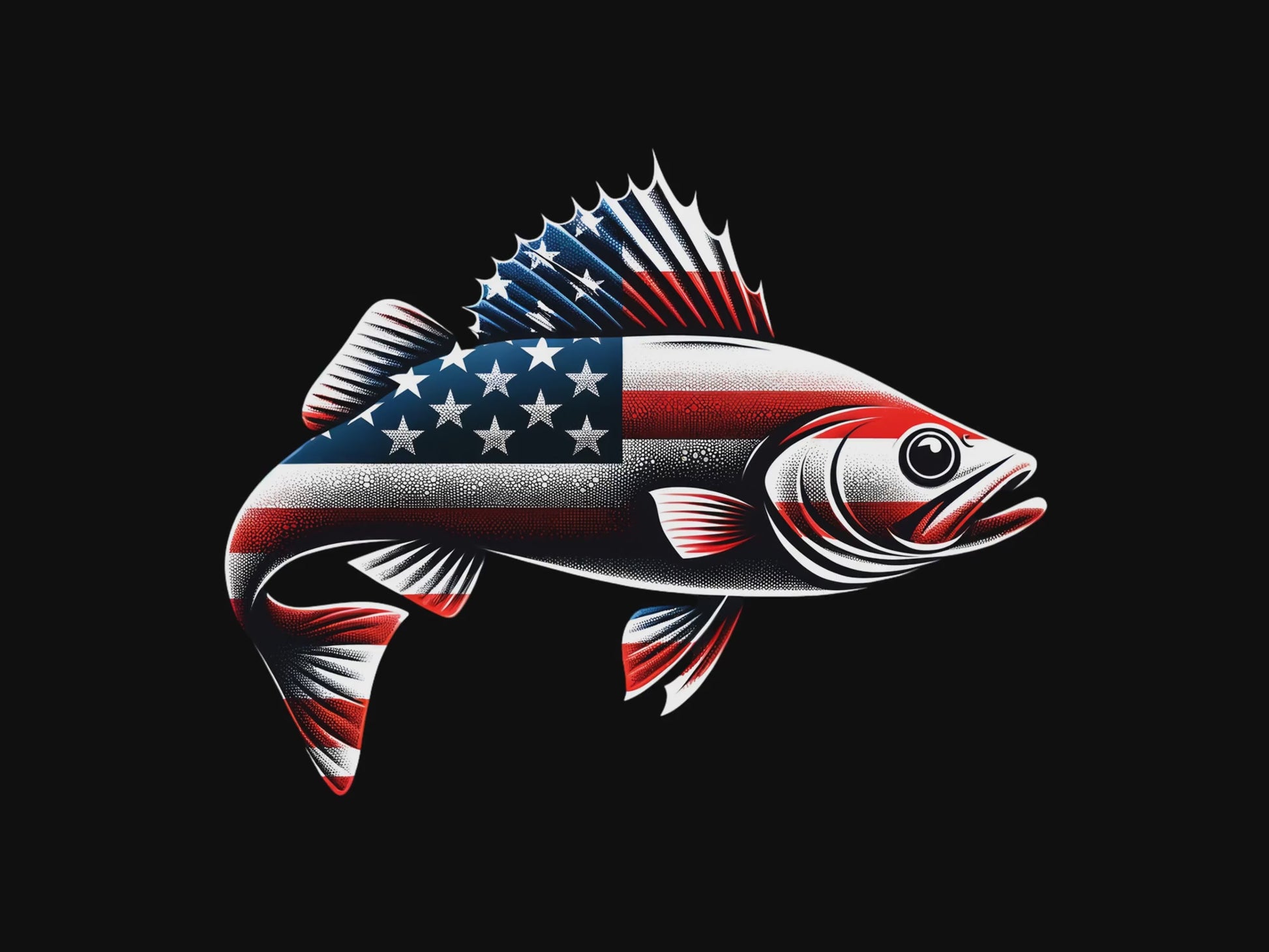 American Flag Walleye Fish digital product video
