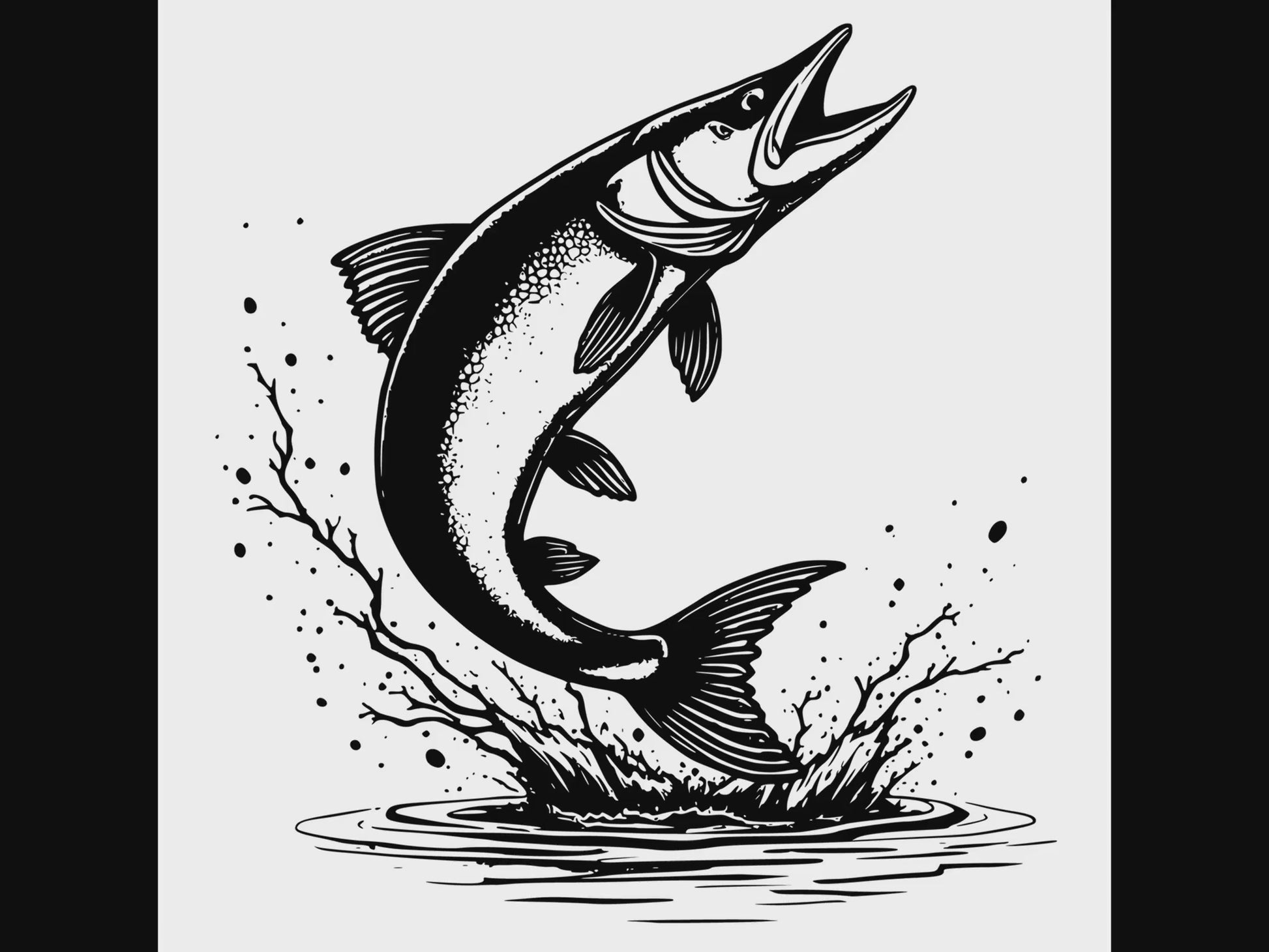 Muskie fish silhouette digital design product video