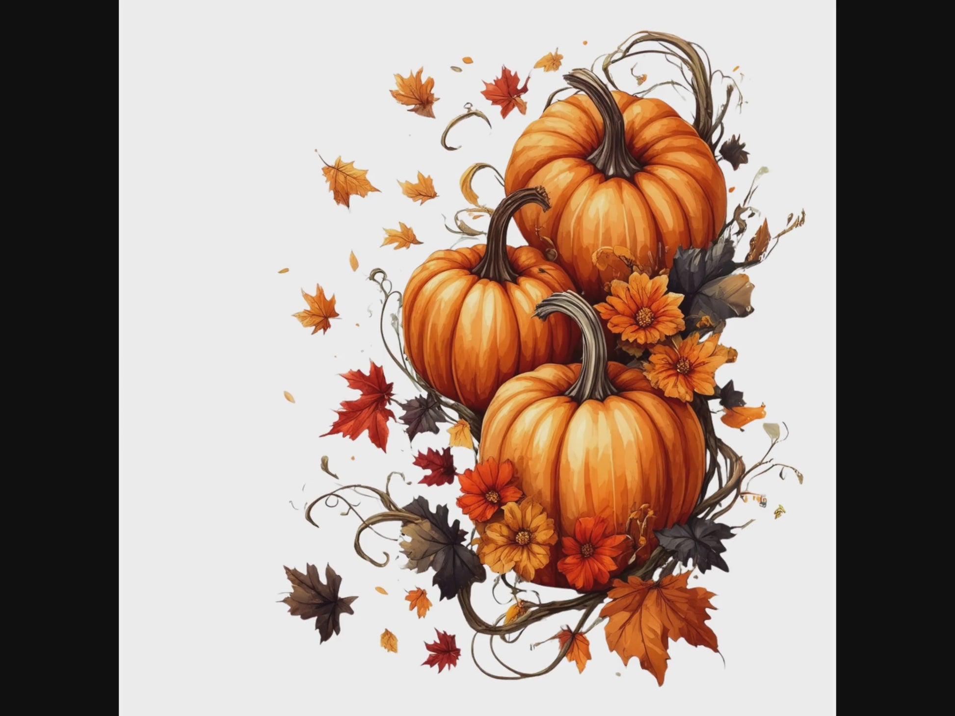 Pumpkins With Fall Leaves digital design product video