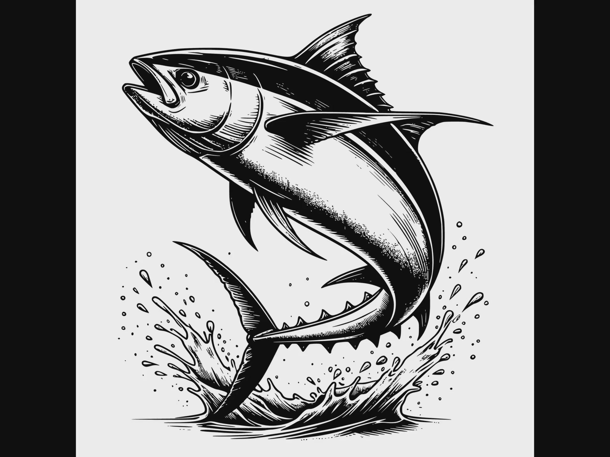 Tuna fish silhouette digital design product video