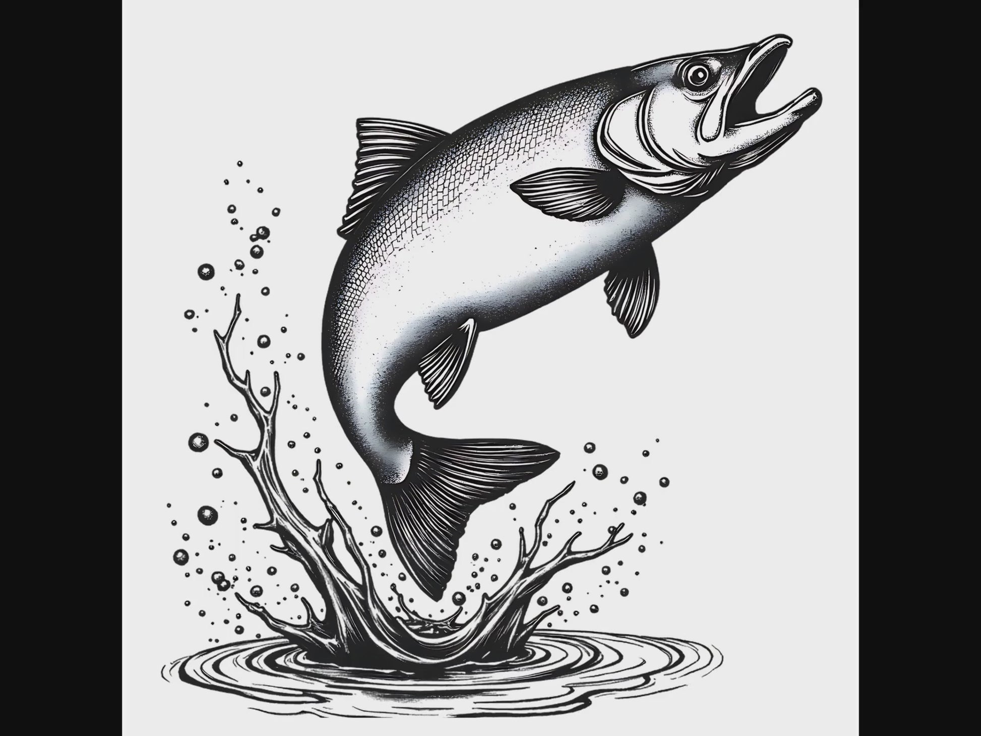 Salmon leaping silhouette digital design product video
