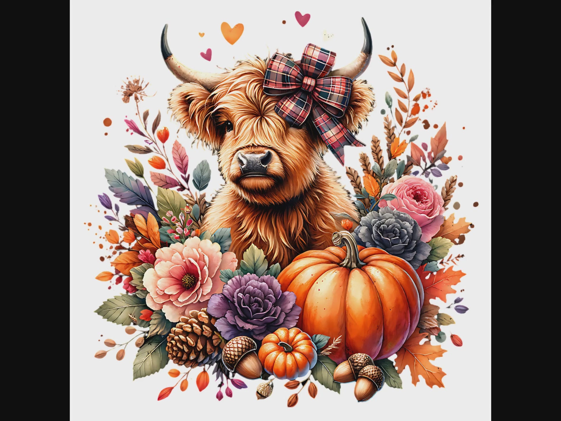 Highland cow and pumpkin autumn design product video
