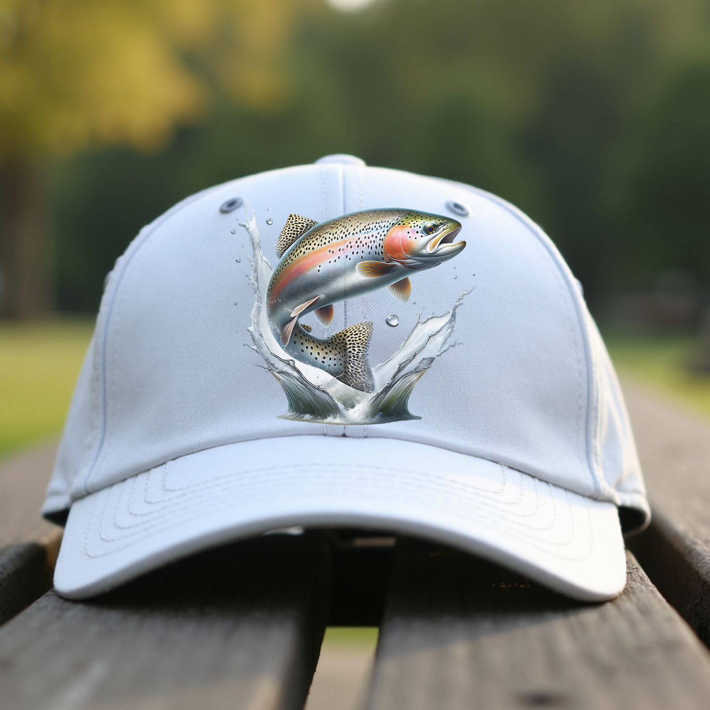 Rainbow Trout PNG fish digital design on a baseball cap