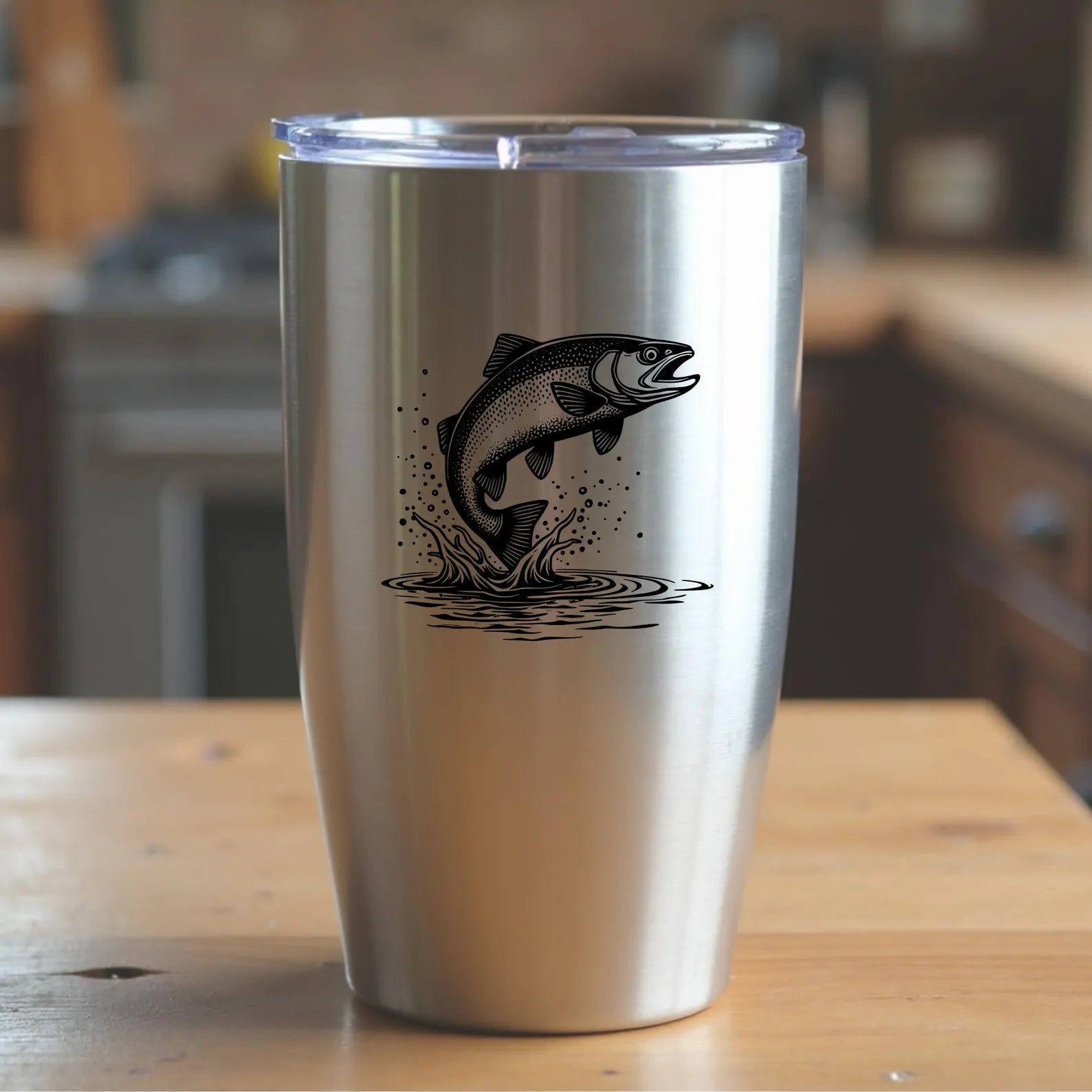 Rainbow Trout Jumping SVG Digital Design on a tumbler