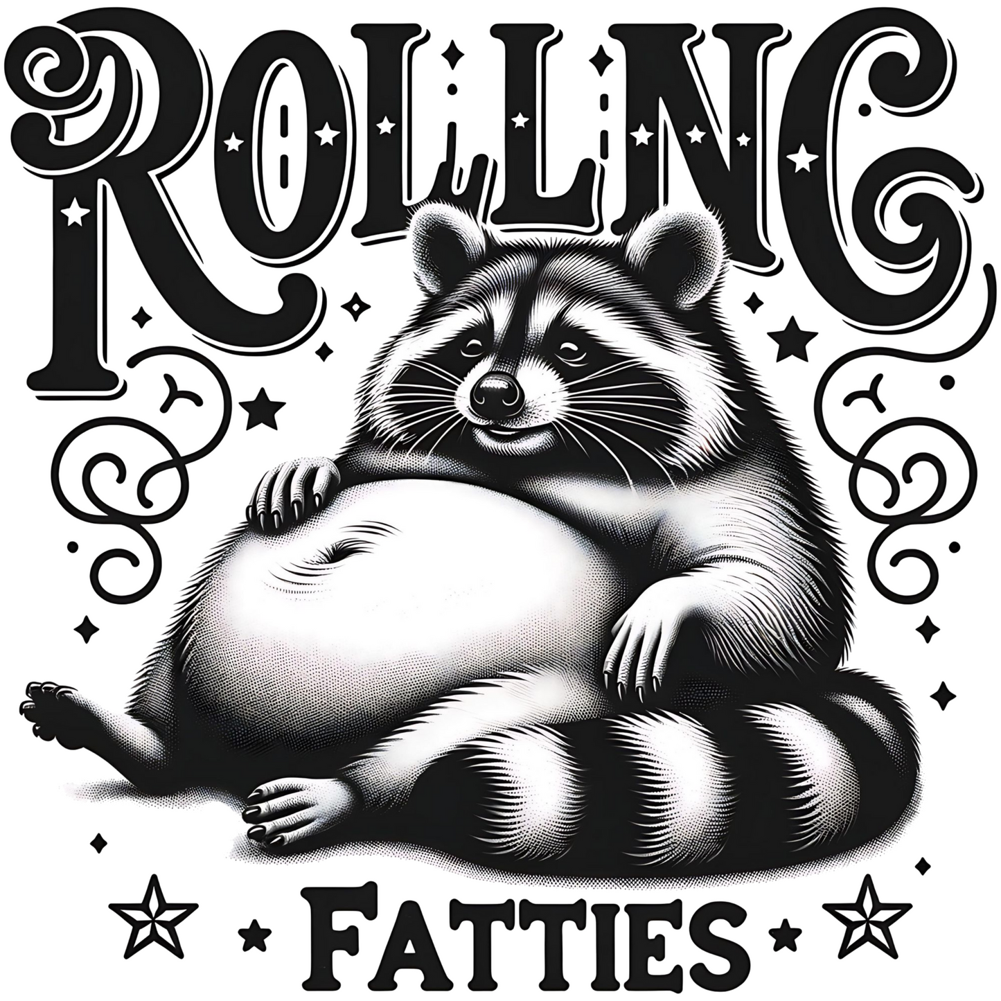 Rolling Fatties Raccoon PNG digital design