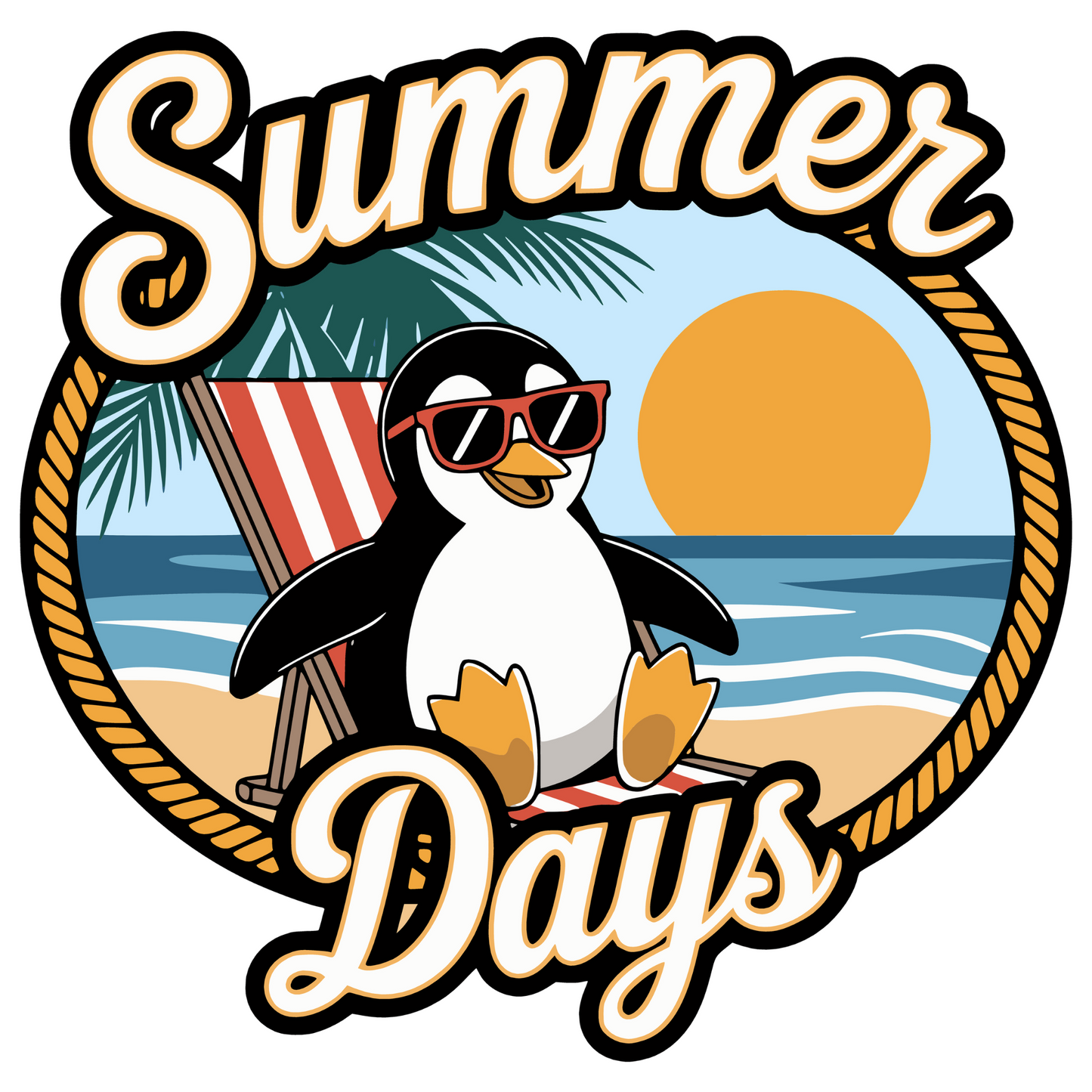 Penguin Summer Days PNG digital design