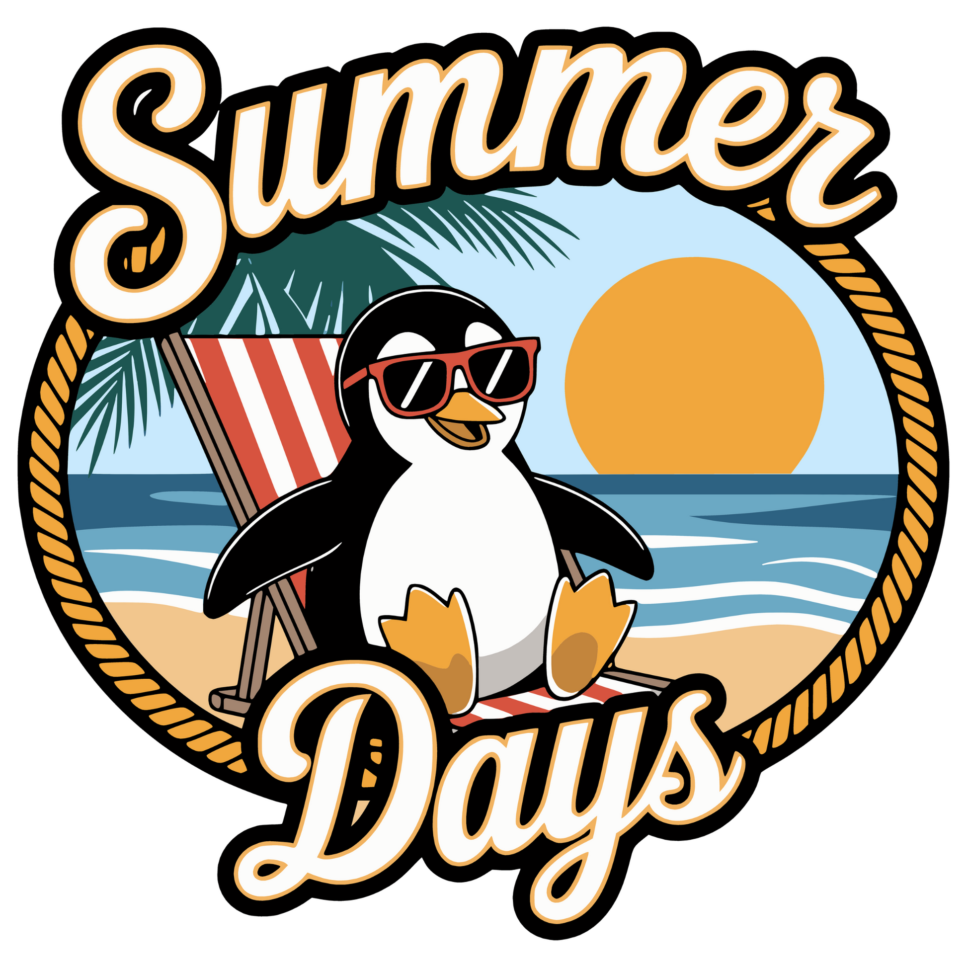 Penguin Summer Days PNG digital design