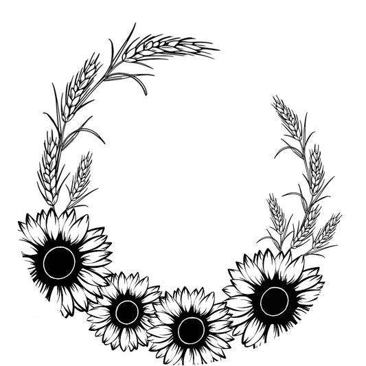 Sunflower Wheat hat burning design for wide brim hats