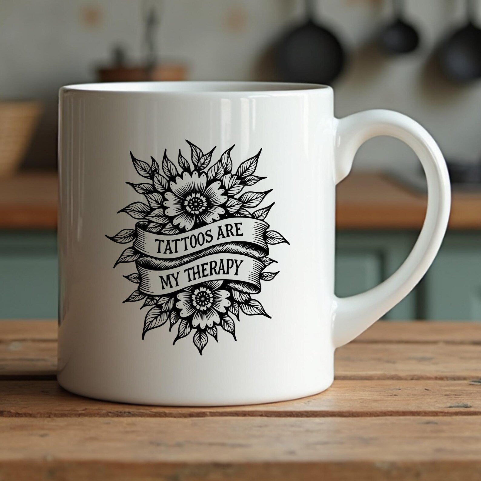 Tattoos Are My Therapy SVG Digital Design on a mug