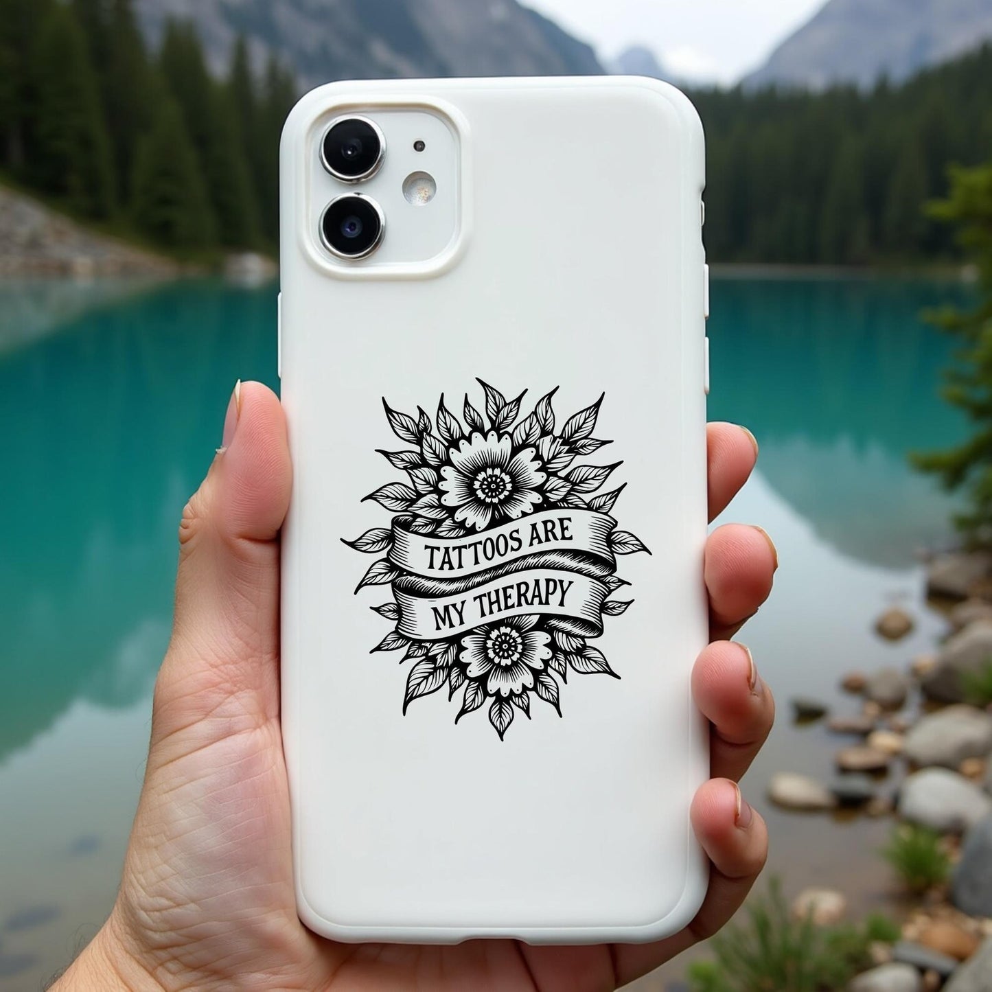 Tattoos Are My Therapy SVG Digital Design on a cell phone cover