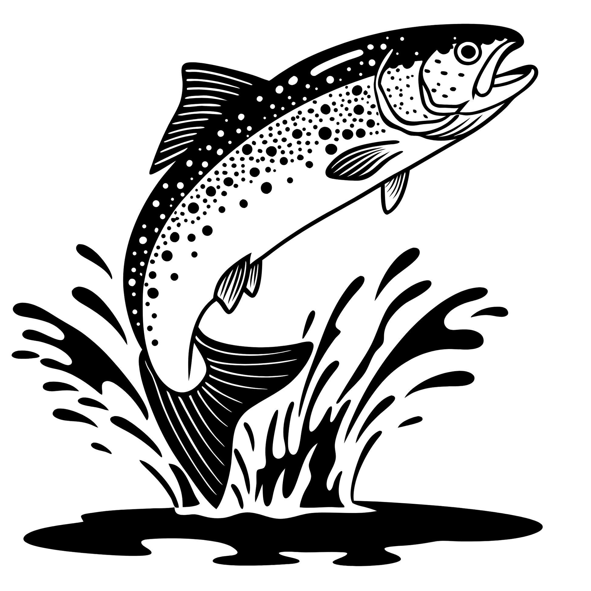 Trout Fish Leaping from the water SVG digital design
