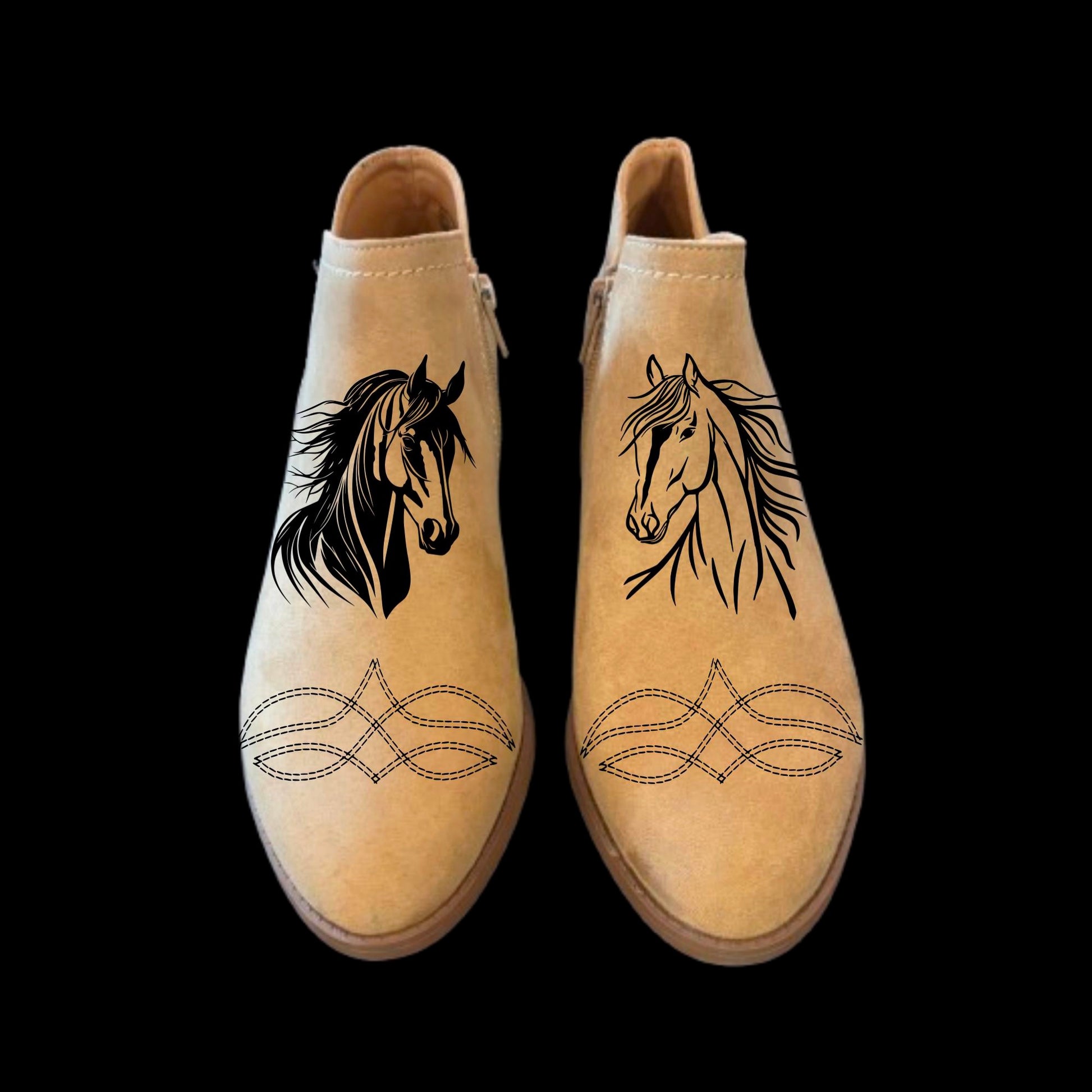 Western Boot Stitching on a pair of shoes front view