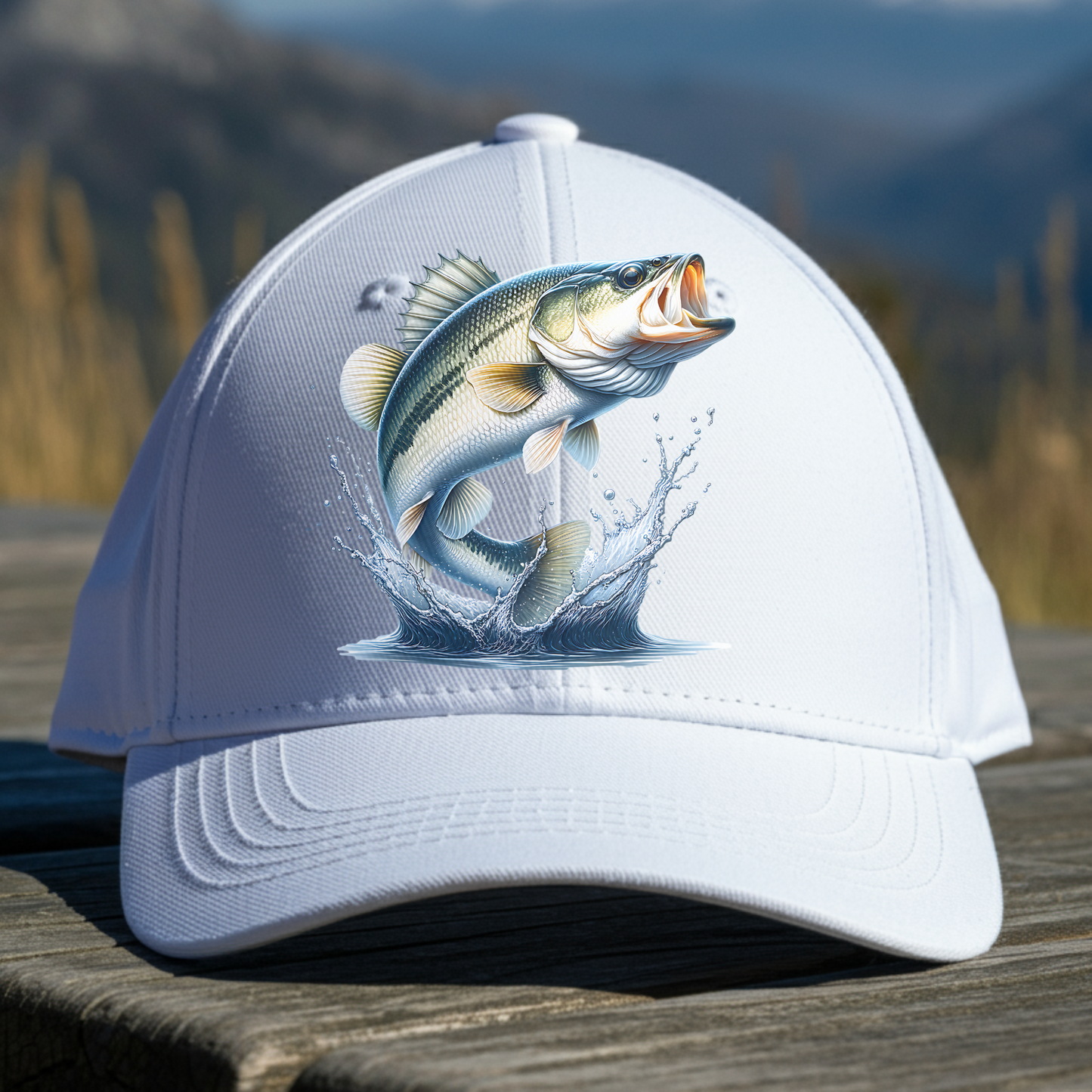 White Bass PNG digital download design on a baseball cap