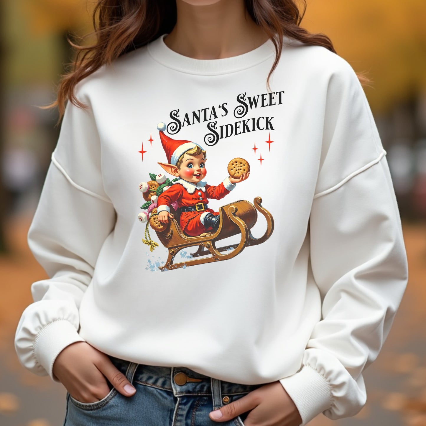 Christmas Elf Sleigh Cookie Vintage Christmas PNG