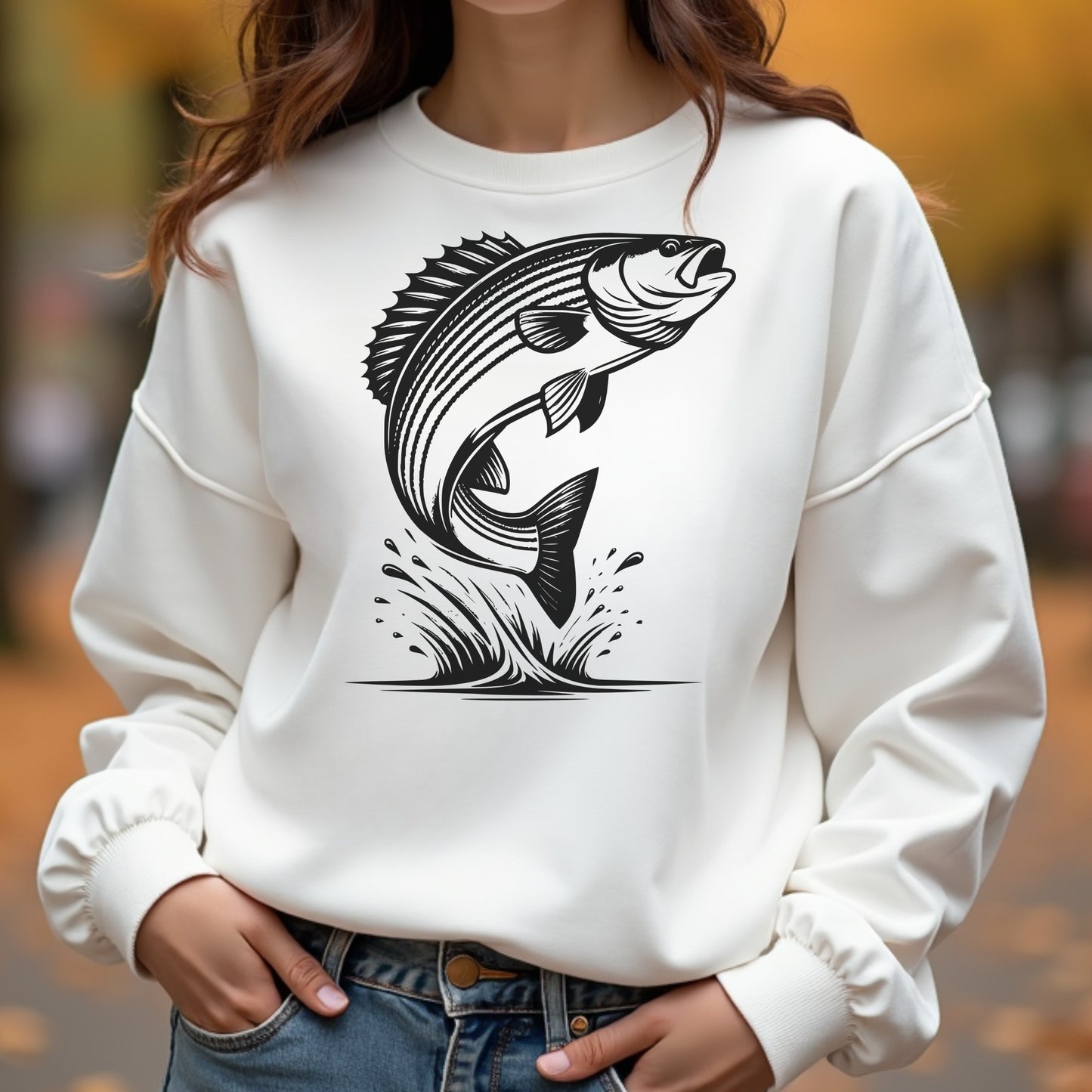 Striped Bass Fish Silhouette Digital Design PNG