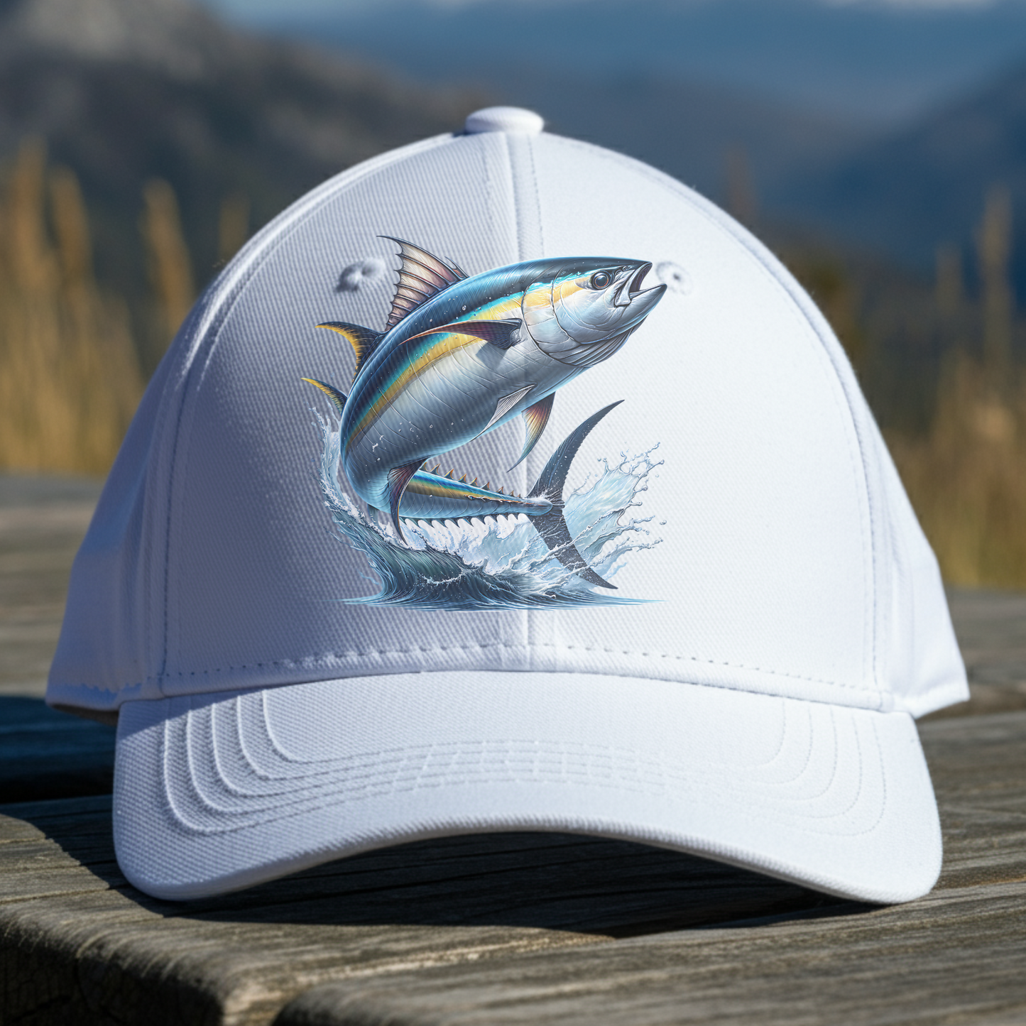 Yellowfin Tuna (AHI) PNG digital design on a baseball cap