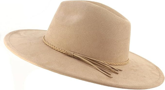 Wide brim suede fedora hat