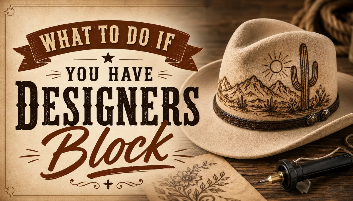 A burned hat and text "What To Do If You Have Designers Block"