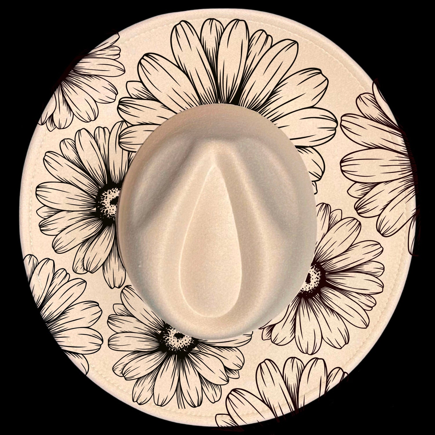 Daisies design on a wide brim hat
