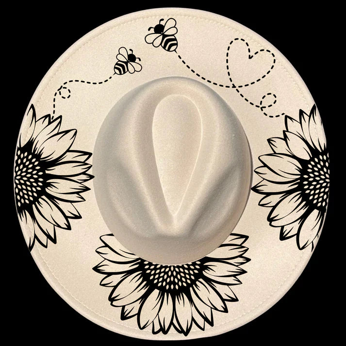 Wide brim hand with floral designs