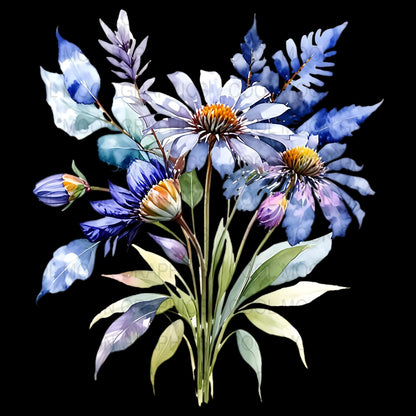 10 Blue Floral Bouquets Graphic Design PNG