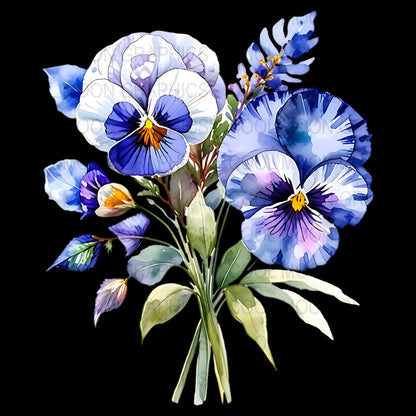 10 Blue Floral Bouquets Graphic Design PNG