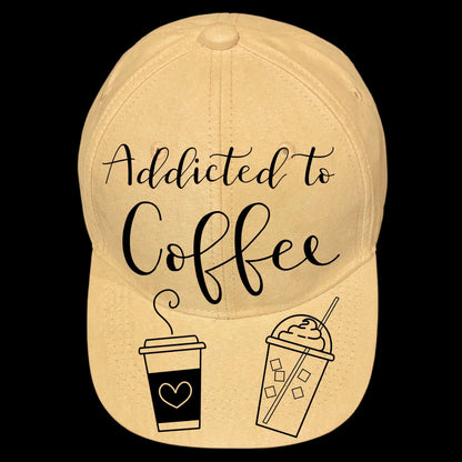 Addicted To Coffee burned hat burning design on a baseball cap