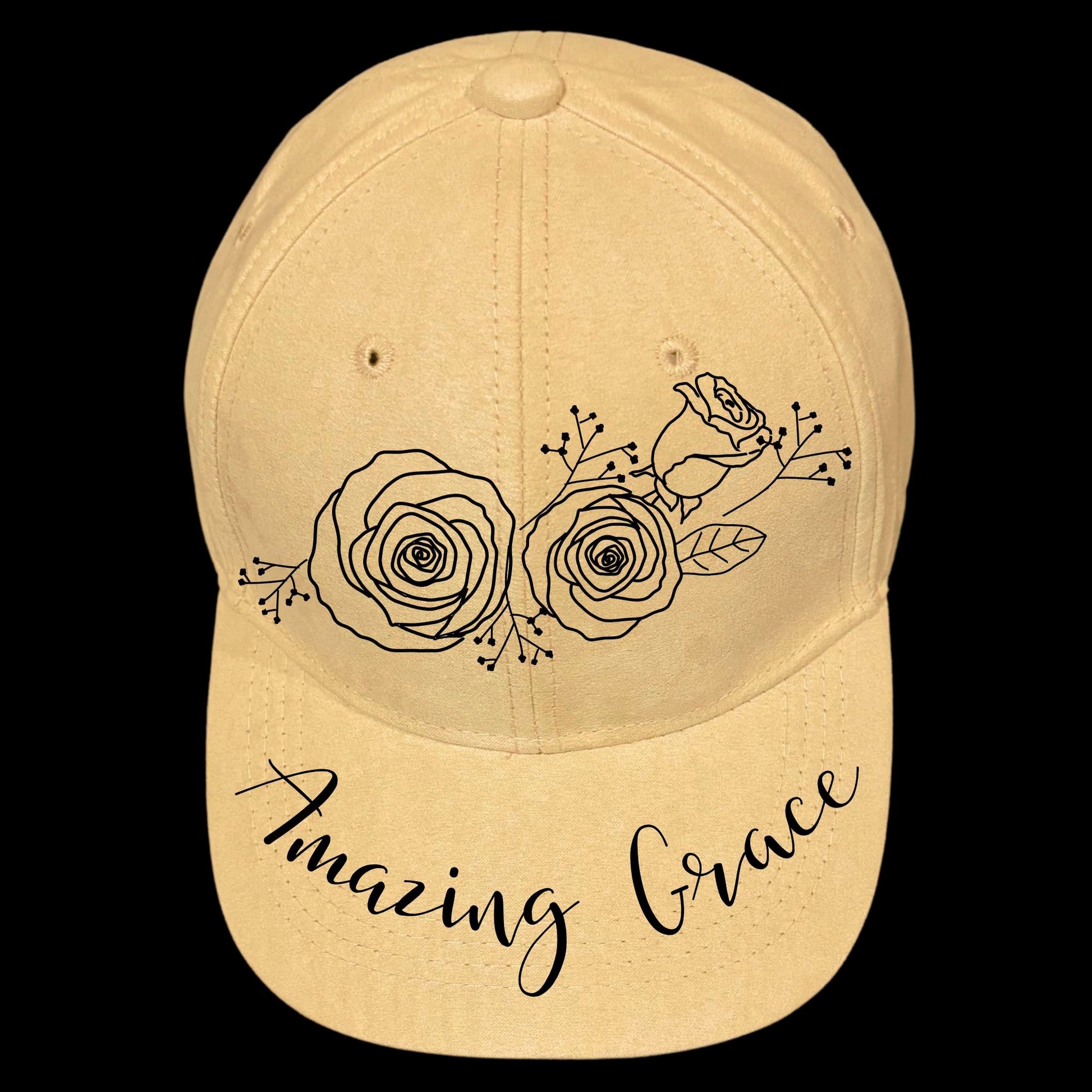 Amazing Grace burned hat burning design on a baseball cap