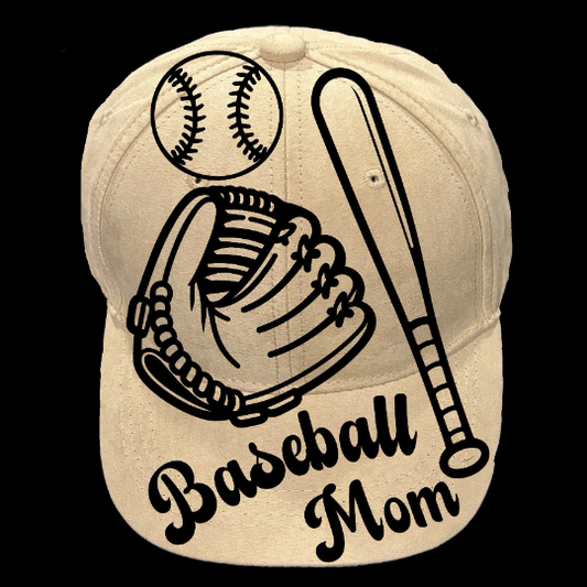 Baseball Mom design on a baseball cap