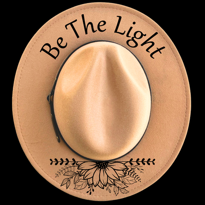 Be The Light Floral design on a narrow brim hat