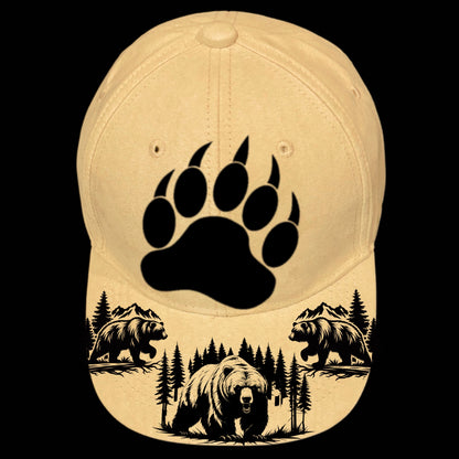 Bear Paws burned hat burning design on a baseball cap