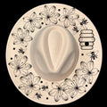 Beehive Flower Bouquet design on a wide brim hat