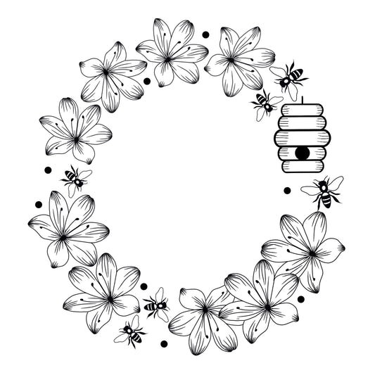 Beehive Flower Bouquet hat burning design