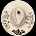 Bell flower butterfly and bees design on a wide brim hat