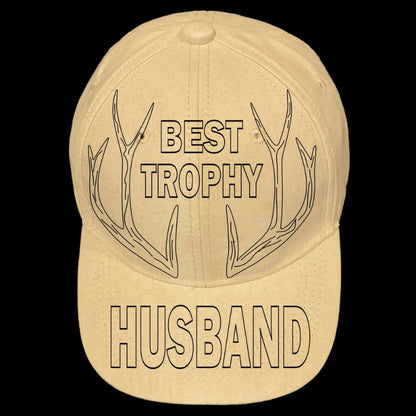 Best Trophy Husband tracing on a baseball cap