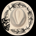 Bison Feathers design on a wide brim hat