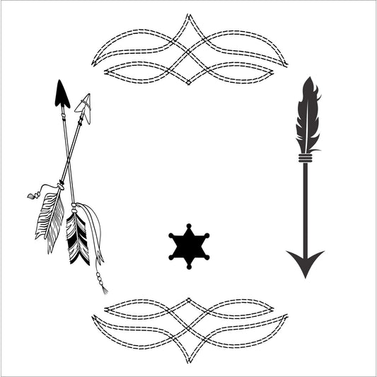 Boot Stitching And Arrows hat burning design for wide brim hats