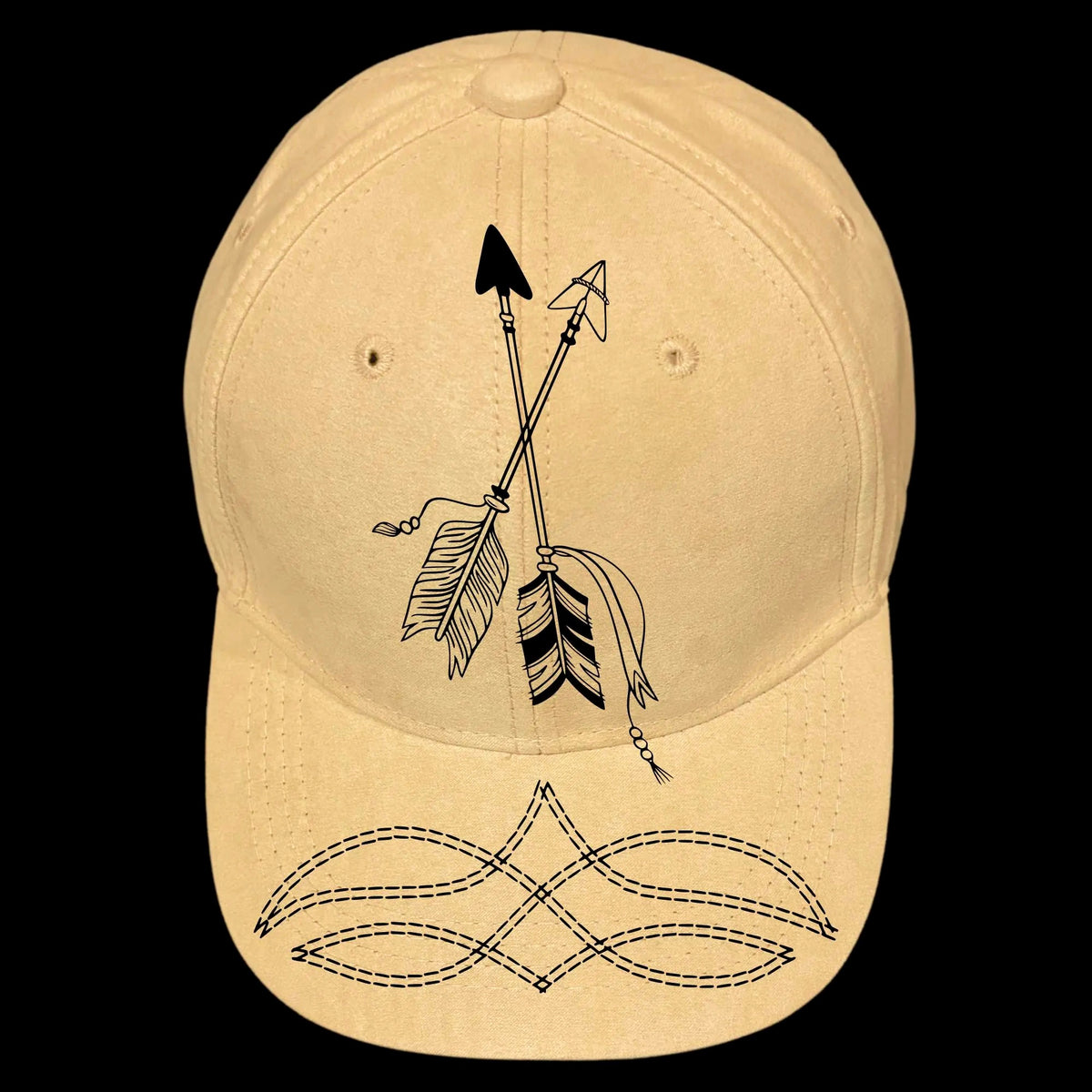 Boot Stitching burned hat burning design on a baseball cap