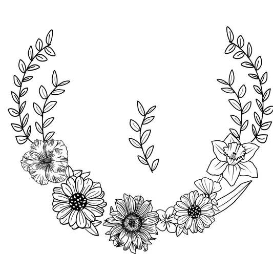 Bouquet Spray hat burning design on for wide brim hats.