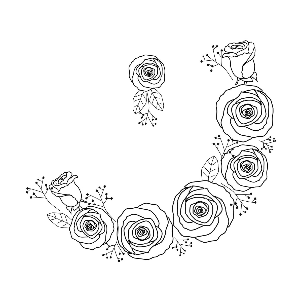 Bridal rose design on a white background