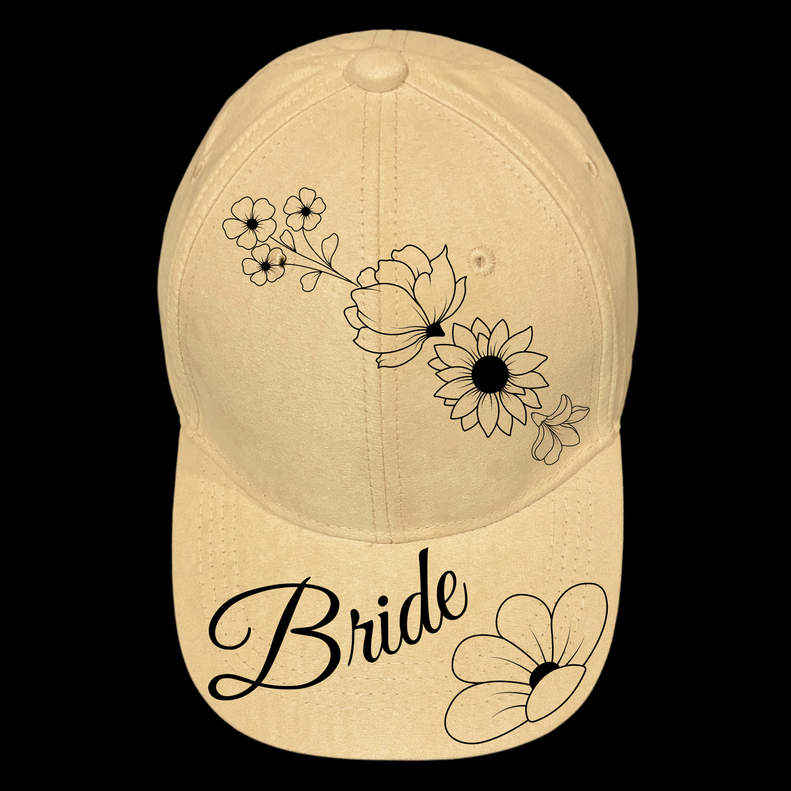 Bride design on a baseball cap