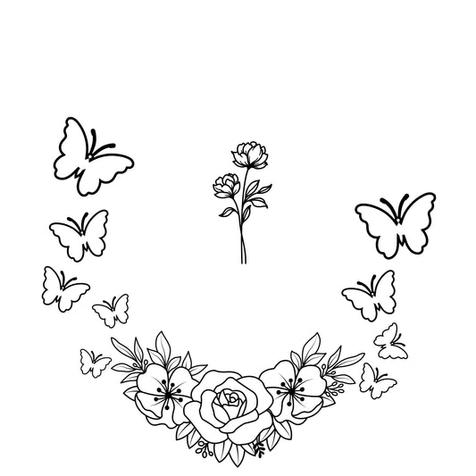 Flowers And Butterflies Wide Brim Hat Burning Design SVG PNG
