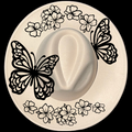 Butterfly And Flowers design on a wide brim hat