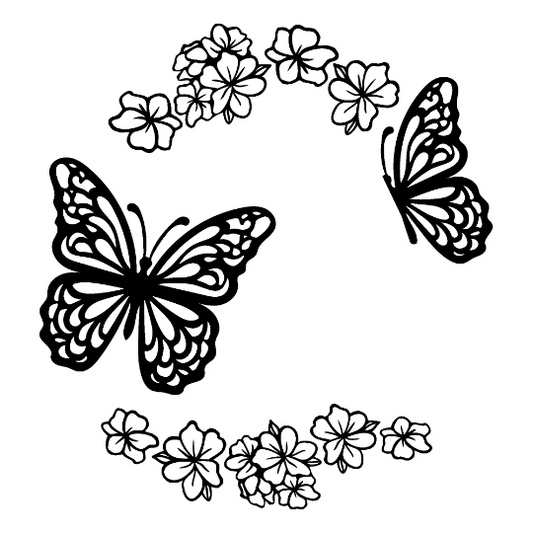 Butterfly and Flowers hat burning design