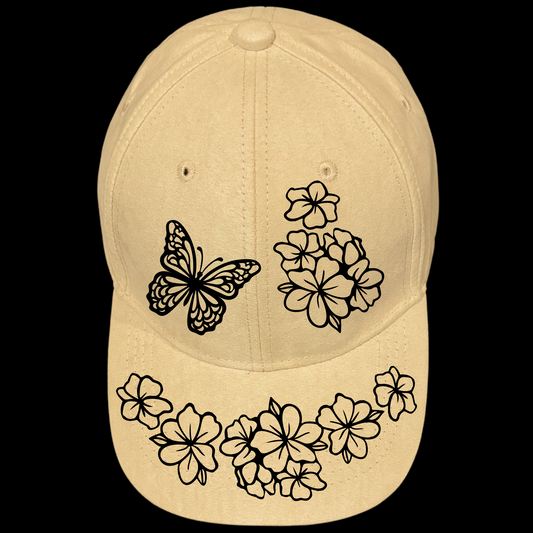 Butterfly Floral design on a baseball cap