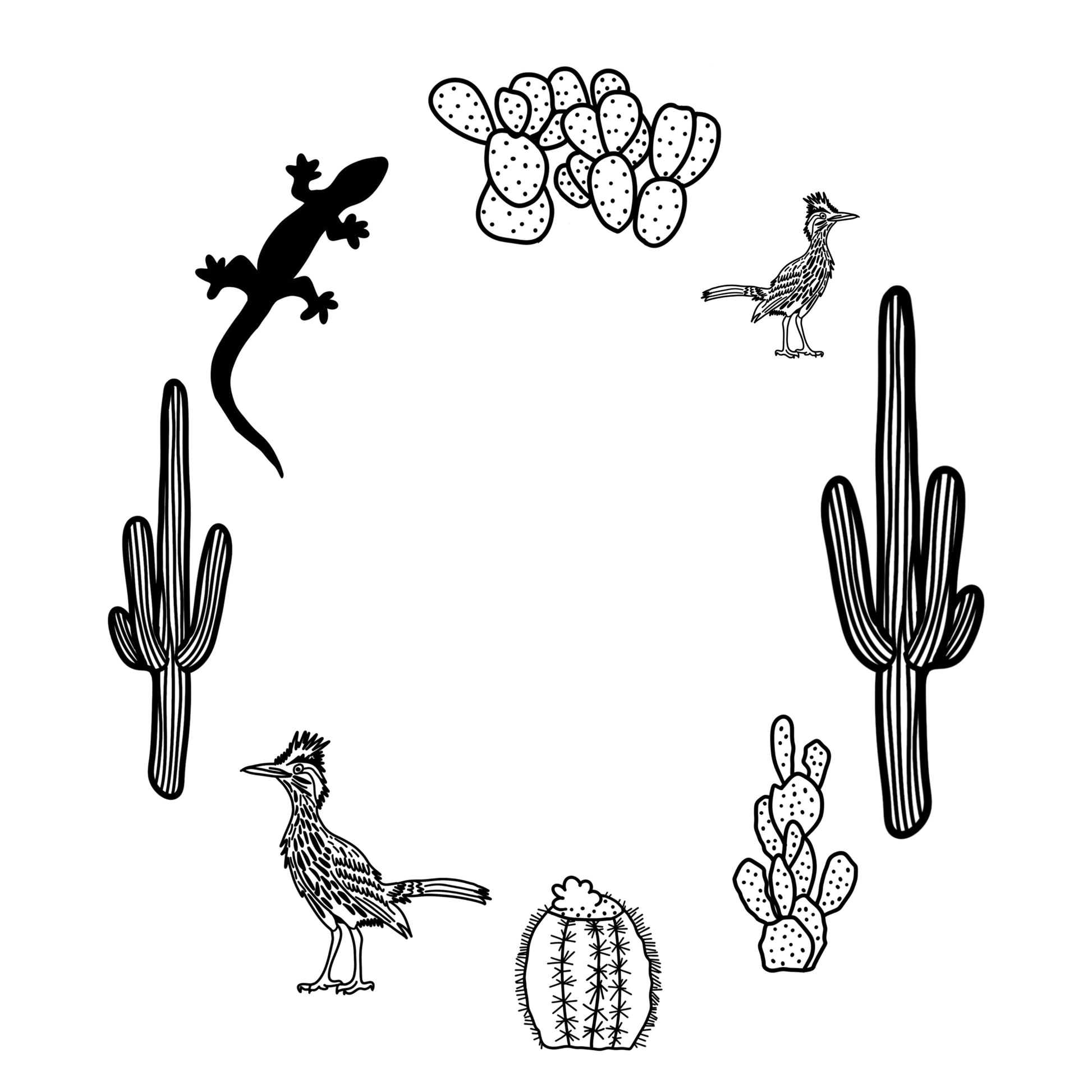 Cactus Desert design for narrow brim hats