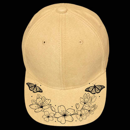 Cherry Blossom Spray design on a baseball cap